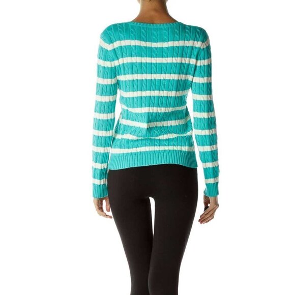 Lauren Ralph Lauren Blue White Striped Sweater - Picture 3 of 3
